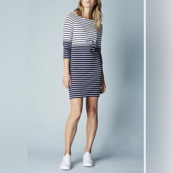 Boden Dresses & Skirts - Boden White Navy Stripe Dress Sz 14 L $129